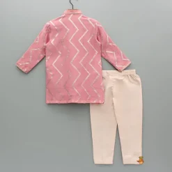 Fashion Chevron-Embroidered Pink Kurta And Pant BOY Indian Ethnic Wear | Ethnic Sets