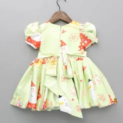 Outlet Christmas Theme Printed Green Flared Dress With Bowie Headband Dresses & Sets | Dresses