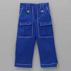Hot Collar Neck Blue Top And Pocket Detail Pant Dresses & Sets | Sets
