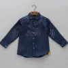 Hot Collar Neck Stripes Detailed Blue Shirt BOY Shirts & Tees