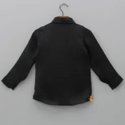 Hot Collar Neck Stripes Detailed Black Shirt BOY Shirts & Tees