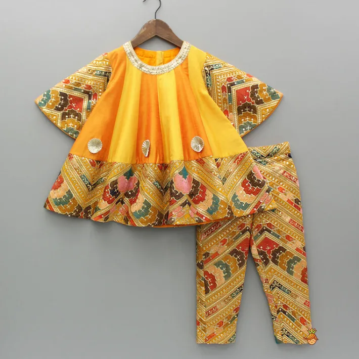 Discount Colour Blocked Embroidered Kurti And Pant With Dupatta Ethnic Wear | Churidars & Salwars