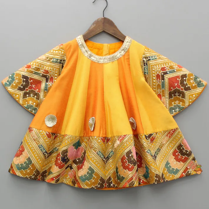 Discount Colour Blocked Embroidered Kurti And Pant With Dupatta Ethnic Wear | Churidars & Salwars