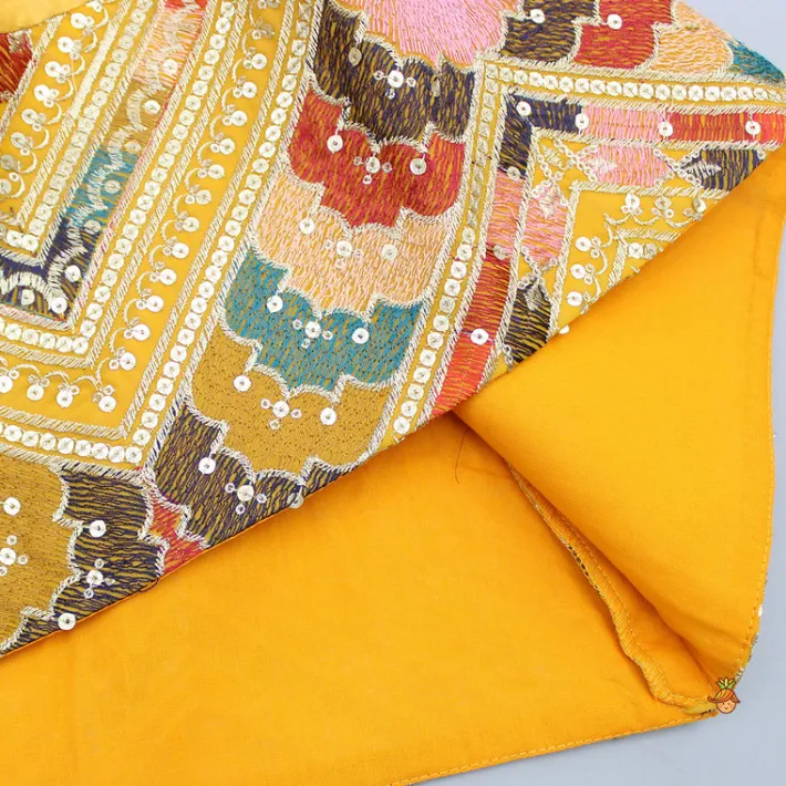 Discount Colour Blocked Embroidered Kurti And Pant With Dupatta Ethnic Wear | Churidars & Salwars
