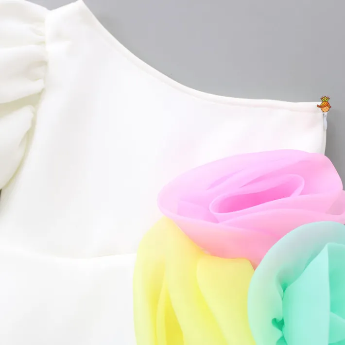 Discount Colourful Flowers Adorned One Shoulder Dress Dresses & Sets | Dresses