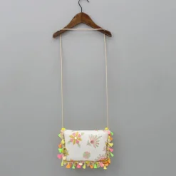 Fashion Colourful Thread Embroidered Rope Sling Bag Bags