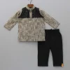 Online Contrasting Pin Tuck Detail Yoke Kurta And Black Pyjama BOY Twinning Sets | Indian Ethnic Wear