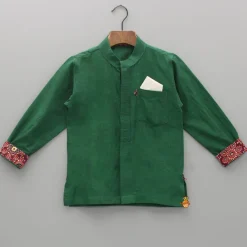 Clearance Contrasting Pocket Square Detail Green Shirt BOY Shirts & Tees