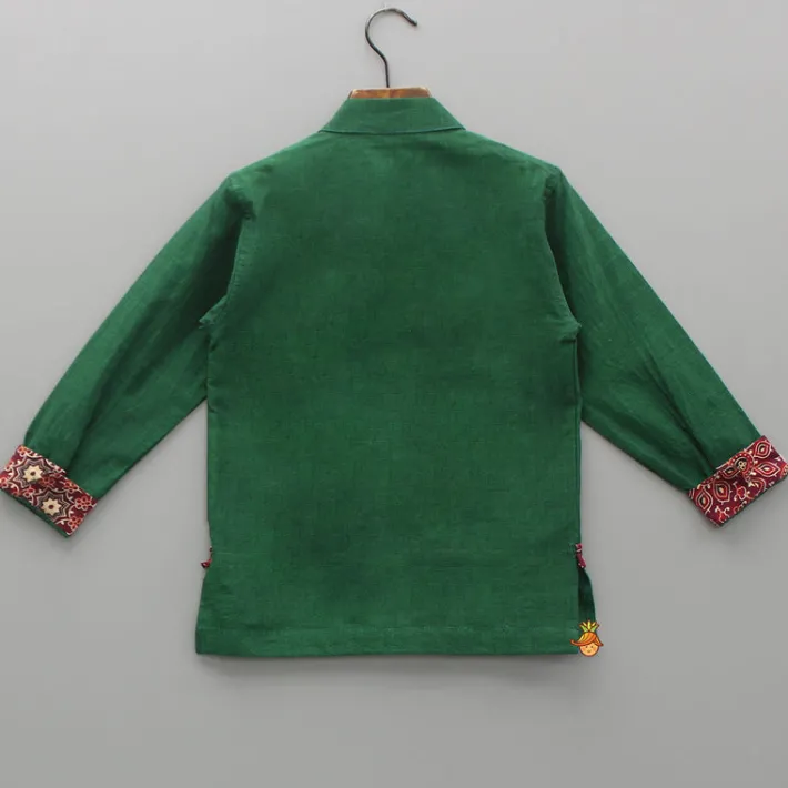 Clearance Contrasting Pocket Square Detail Green Shirt BOY Shirts & Tees