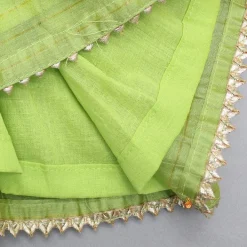 Clearance Contrasting Potli Buttons Detail Leaf Green Top And Gota Tassels Enhanced Lehenga Ethnic Wear | Lehengas & Ghagras