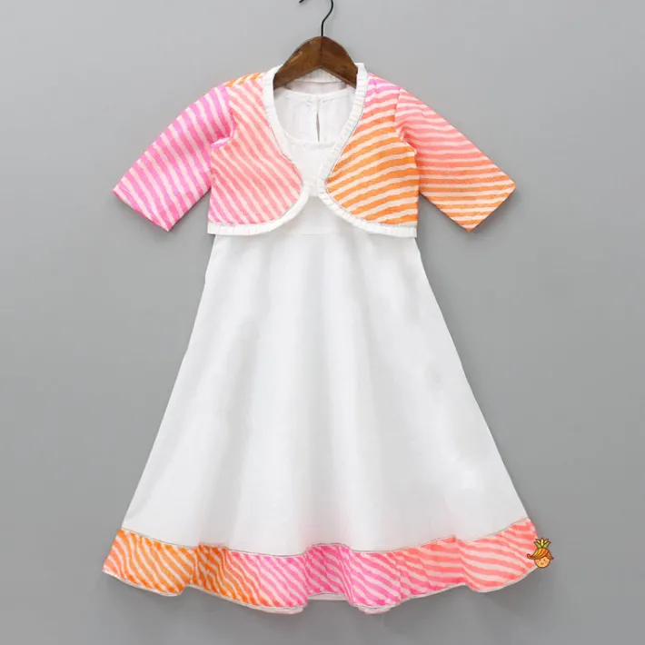 Discount Cotton Kurti With Stripe Leheriya Jacket Ethnic Wear | Kurtis & Jumpsuits