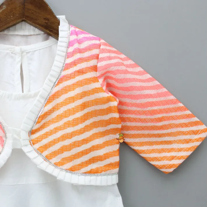 Discount Cotton Kurti With Stripe Leheriya Jacket Ethnic Wear | Kurtis & Jumpsuits