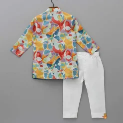 Discount Cotton Linen Multicolour Kurta And White Pant BOY Indian Ethnic Wear | Ethnic Sets