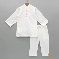 Hot Cotton Lurex Striped White Kurta And Pyjama BOY Indian Ethnic Wear | Ethnic Sets