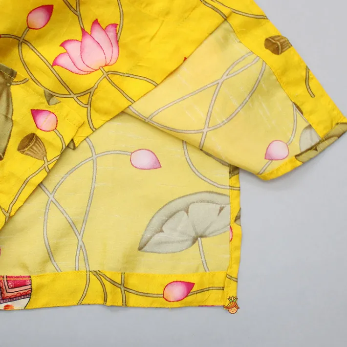 Best Cow And Lotus Printed Stylish Yellow Kurta With Pyjama BOY Indian Ethnic Wear | Ethnic Sets