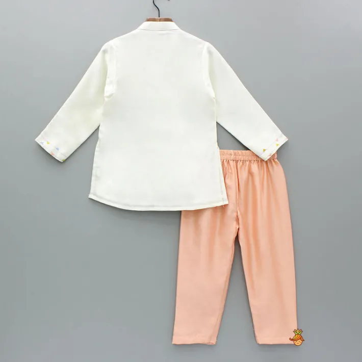 Discount Cream Embroidered Kurta And Pyjama BOY Indian Ethnic Wear | Ethnic Sets