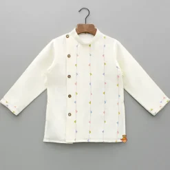 Discount Cream Embroidered Kurta And Pyjama BOY Indian Ethnic Wear | Ethnic Sets