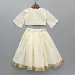 New Cream Embroidered Top And Lehenga With Dupatta Ethnic Wear | Lehengas & Ghagras