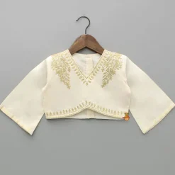 New Cream Embroidered Top And Lehenga With Dupatta Ethnic Wear | Lehengas & Ghagras