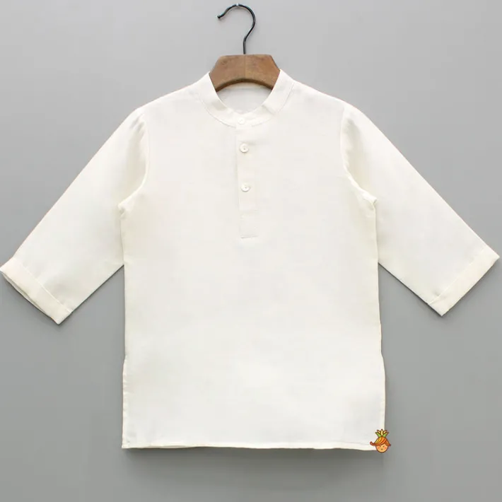 Clearance Cream Kurta And Floral Hand Block Printed Jacket With Pyjama BOY Twinning Sets | Indian Ethnic Wear