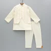 Best Cream Kurta And Heart Embroidered Jacket With Pyjama BOY Indian Ethnic Wear | Ethnic Sets