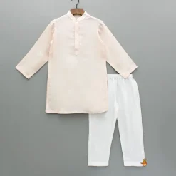Online Cream Kurta With Embroidered Jacket And Pyjama BOY Indian Ethnic Wear | Ethnic Sets