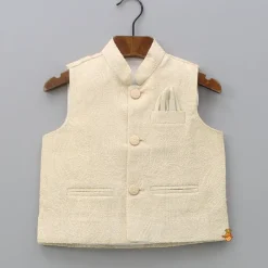 Online Cream Kurta With Embroidered Jacket And Pyjama BOY Indian Ethnic Wear | Ethnic Sets