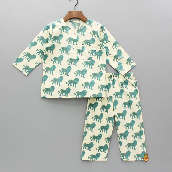 Discount Cream Lion Printed Top And Pyjama BOY Sleep Wear | Sleepwear