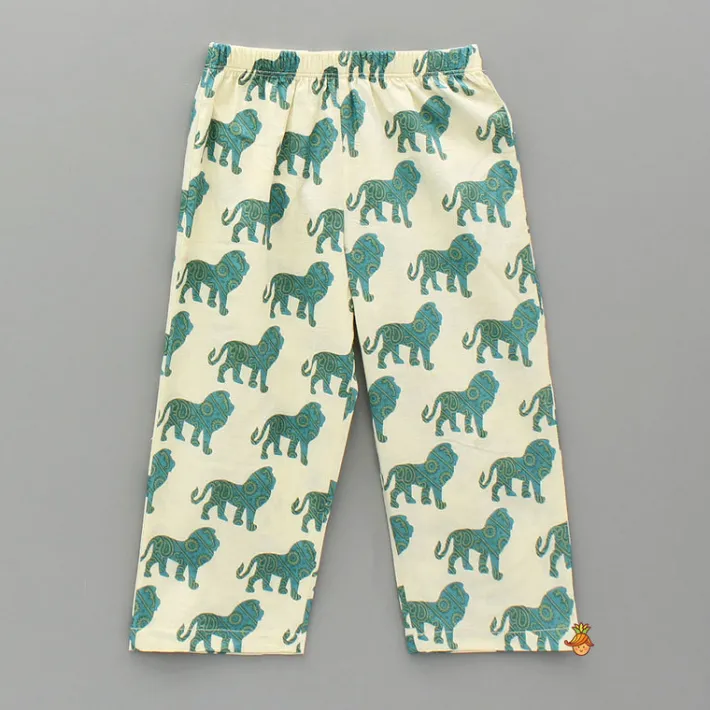 Discount Cream Lion Printed Top And Pyjama BOY Sleep Wear | Sleepwear