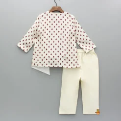 Discount Cream Printed Stylish Flap Kurta And Pant BOY Indian Ethnic Wear | Ethnic Sets