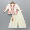 Online Cream Top With Embroidered Jacket And Palazzo Ethnic Wear | Palazzos & Shararas