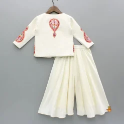 Online Cream Top With Embroidered Jacket And Palazzo Ethnic Wear | Palazzos & Shararas