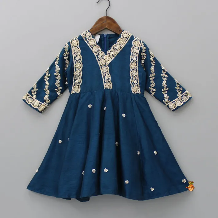New Cut Dana And Sequins Embroidered Kurti And Pant Ethnic Wear | Churidars & Salwars