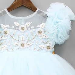 Fashion Cut Dana Embellished Blue Ruffled Sleeves Dress Dresses & Sets | Dresses