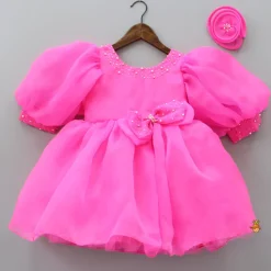 Hot Cut Dana Embellished Gorgeous Pink Dress With Matching Swirled Hair Clip Dresses & Sets | Dresses