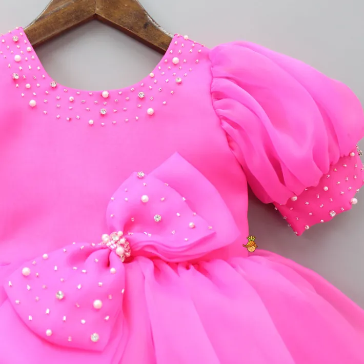Hot Cut Dana Embellished Gorgeous Pink Dress With Matching Swirled Hair Clip Dresses & Sets | Dresses