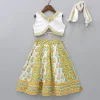 Discount Cut Out Hem White Top And Floral Printed Lehenga With Matching Lurex Striped Dupatta Twinning Sets | Ethnic Wear
