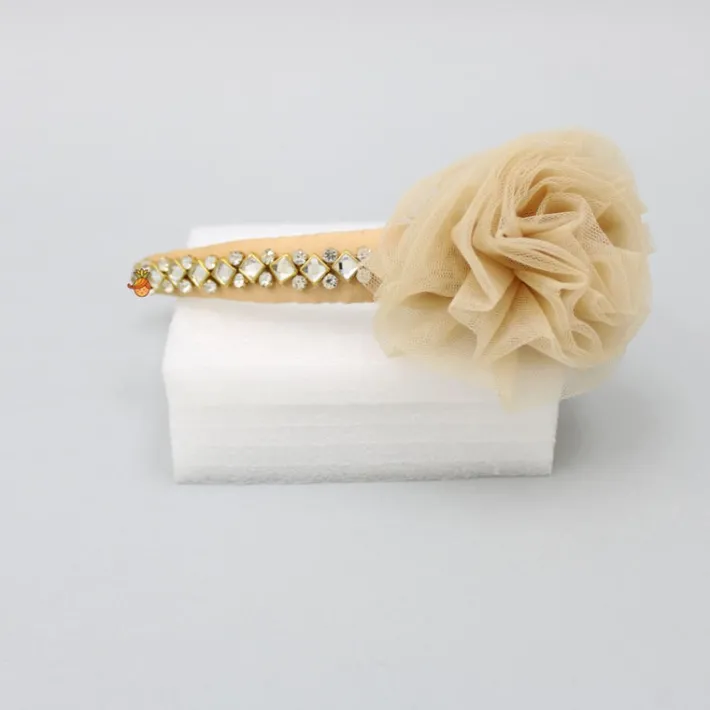 Online Cute Floral Beige Hair Band Hair Accessories | Hair Bands