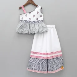 Best Cute One Shoulder Top With Printed Palazzo Ethnic Wear | Palazzos & Shararas