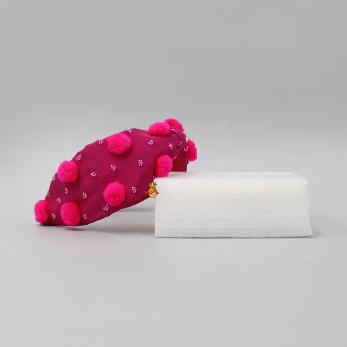 New Cute Pom Poms And Beads Detailed Pink Hair Band Hair Accessories | Hair Bands