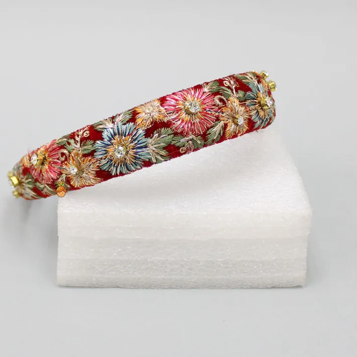 Clearance Cute Red Velvet Embroidered Hair Band Hair Accessories | Hair Bands