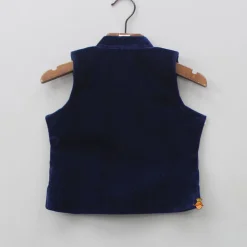 Discount Dark Blue Velvet Jacket BOY Indian Ethnic Wear | Ethnic Jackets