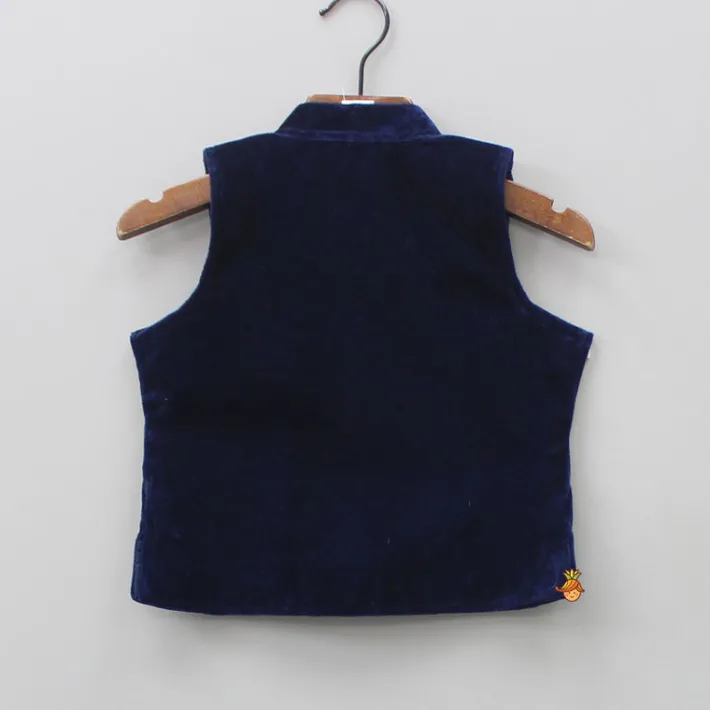 Discount Dark Blue Velvet Jacket BOY Indian Ethnic Wear | Ethnic Jackets