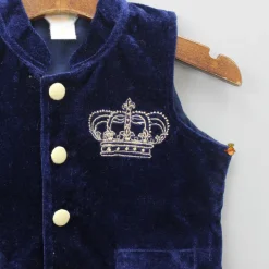 Discount Dark Blue Velvet Jacket BOY Indian Ethnic Wear | Ethnic Jackets