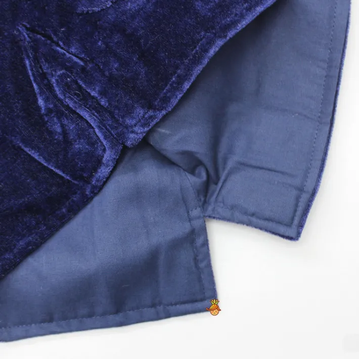 Discount Dark Blue Velvet Jacket BOY Indian Ethnic Wear | Ethnic Jackets