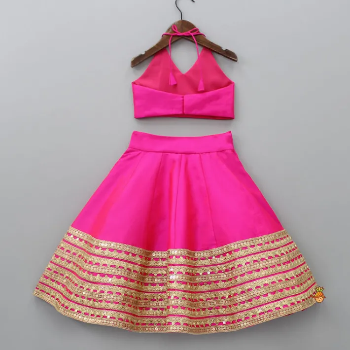 Online Dazzling Halter Neck Top With Sequins Work Lehenga And Dupatta Ethnic Wear | Lehengas & Ghagras