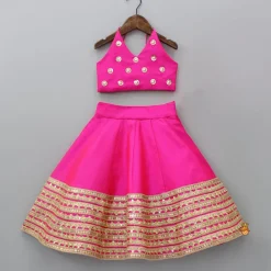 Online Dazzling Halter Neck Top With Sequins Work Lehenga And Dupatta Ethnic Wear | Lehengas & Ghagras