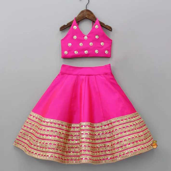 Online Dazzling Halter Neck Top With Sequins Work Lehenga And Dupatta Ethnic Wear | Lehengas & Ghagras