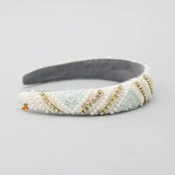 Fashion Delightful Pearly And Sequined White Hair Band Hair Accessories | Hair Bands