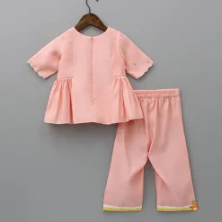 Outlet Diya Embroidered Peach Kurti And Pant Twinning Sets | Ethnic Wear